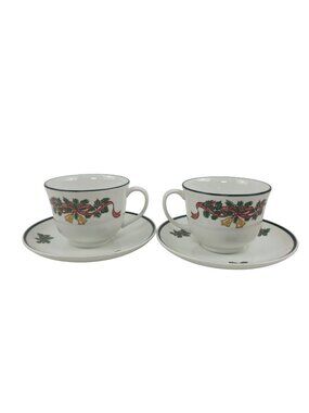 Johnson Bros Tea Cup Saucer Sets Victorian Christmas England Holiday Table